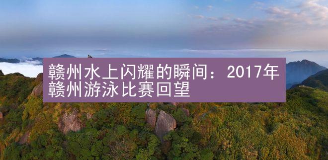 赣州水上闪耀的瞬间：2017年赣州游泳比赛回望